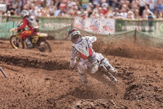 SEMIGORJE, RUSSIA - JULY 22: Grand Prix of Russia of FIM Motocross World Championship MX1 and MX2 Series on July 22, 2012 in Semigorje, Russia