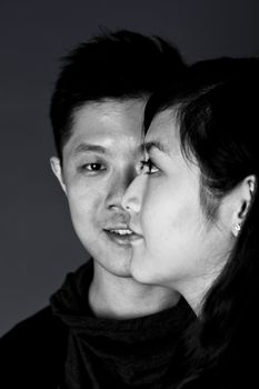 Close-up portrait of asian couple