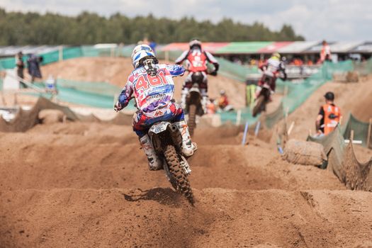 SEMIGORJE, RUSSIA - JULY 22: Grand Prix of Russia of FIM Motocross World Championship MX1 and MX2 Series on July 22, 2012 in Semigorje, Russia