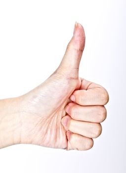 Thumbs up on white background