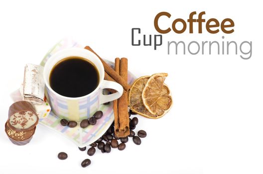 Cup of coffee on white