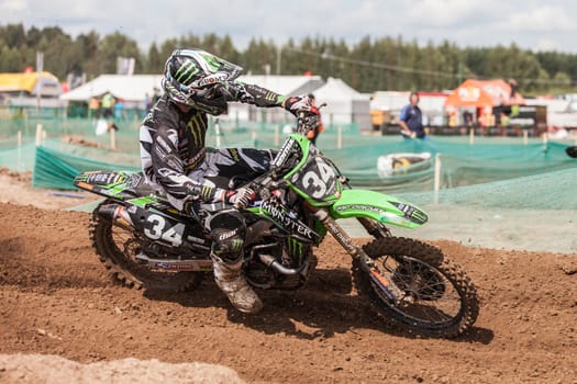 SEMIGORJE, RUSSIA - JULY 22: Grand Prix of Russia of FIM Motocross World Championship MX1 and MX2 Series on July 22, 2012 in Semigorje, Russia