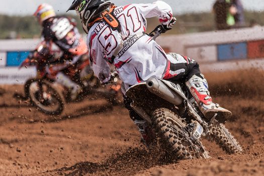 SEMIGORJE, RUSSIA - JULY 22: Grand Prix of Russia of FIM Motocross World Championship MX1 and MX2 Series on July 22, 2012 in Semigorje, Russia