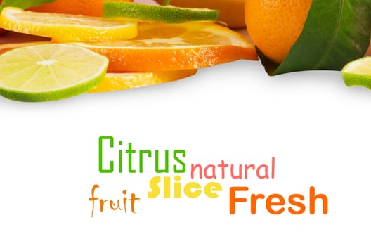Citrus sliced fruit isolated on white