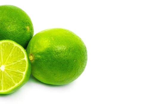 Fresh ripe lime. Isolated on white background