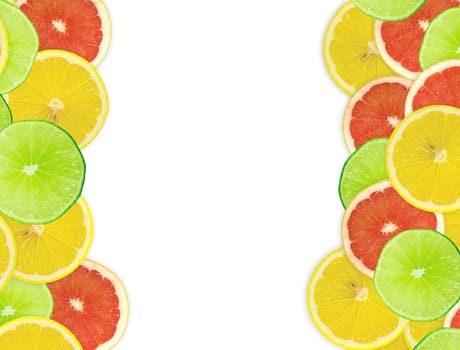 Abstract background of citrus slices. Closeup. Studio photography.