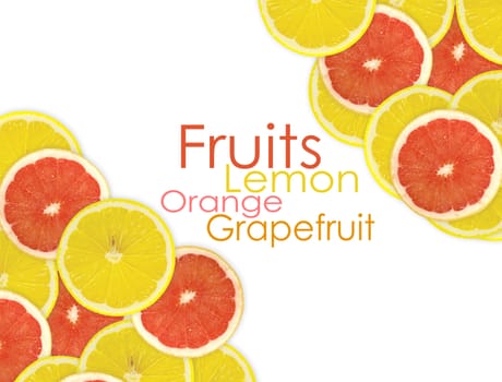 Abstract background of citrus slices. Closeup. Studio photography.