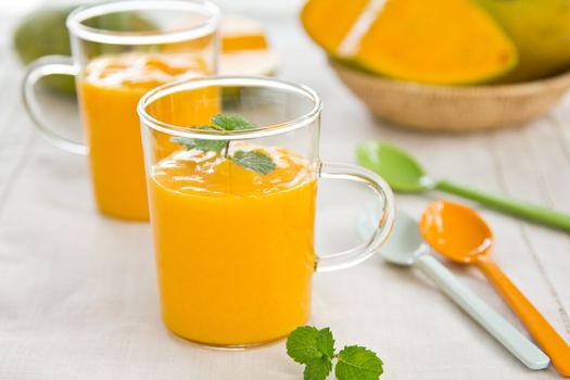 Mango smoothie with mint by some fresh mango