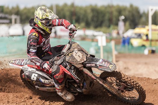 SEMIGORJE, RUSSIA - JULY 22: Grand Prix of Russia of FIM Motocross World Championship MX1 and MX2 Series on July 22, 2012 in Semigorje, Russia