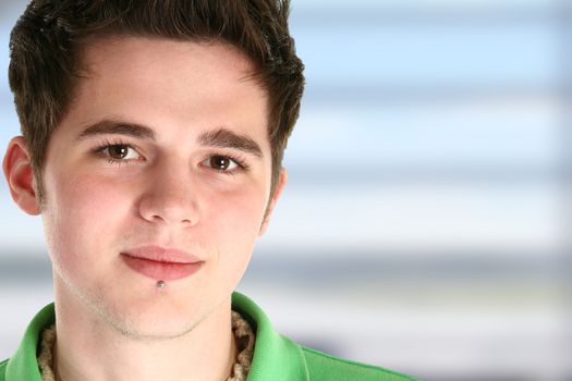 Attractive Teen Boy with Labret Piercing close-up.