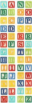 Colorful alphabet blocks with letters A through Z.