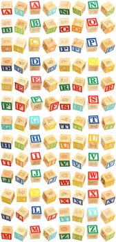 Colorful alphabet blocks with letters A through Z.