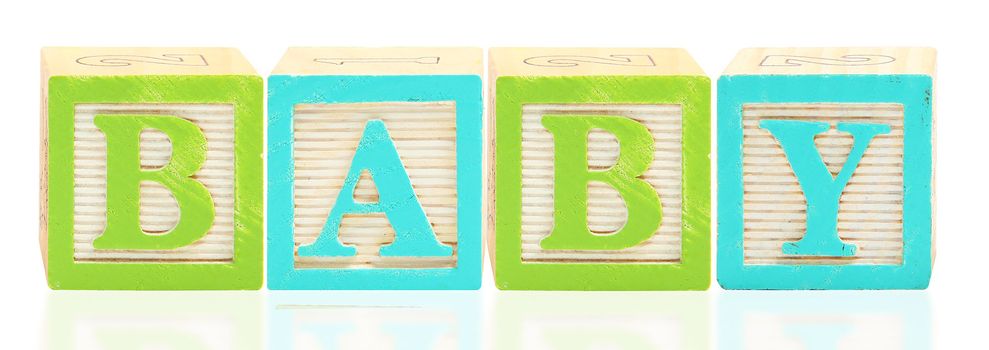 Colorful alphabet blocks. spelling the word baby.
