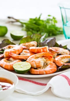 Steamed prawn with Thai sweet chilli sauce