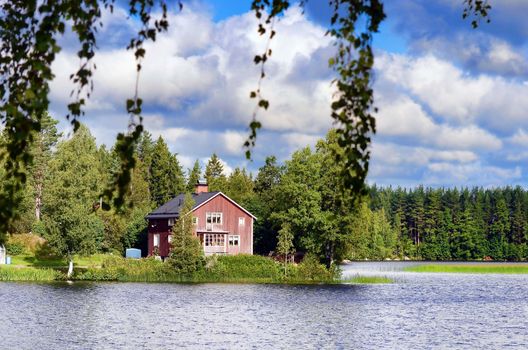 A typical painted Red House in the countryside in Sweden