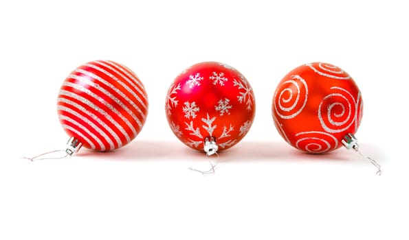 blue christmas balls isolated on white