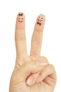 Painted finger smiley isolated on white