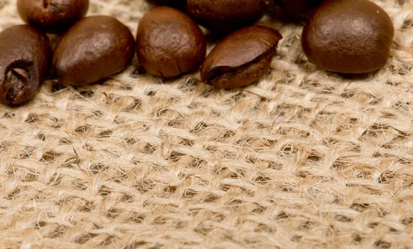 Coffee beans on sack(burlap)