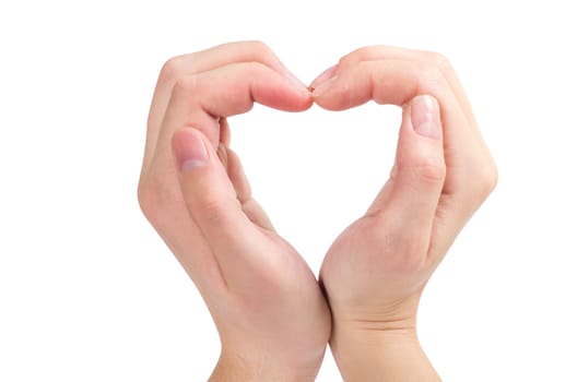 Two hands form a heart shape with their fingers