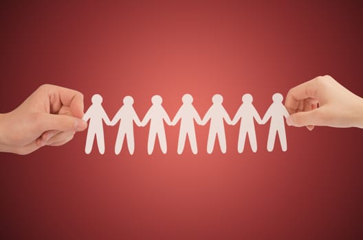 paper people in hands(man and woman)