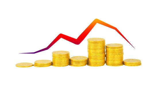 graph of the columns of coins isolated on white