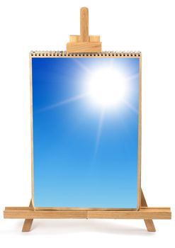 Artist easel and framei isolated on a white background