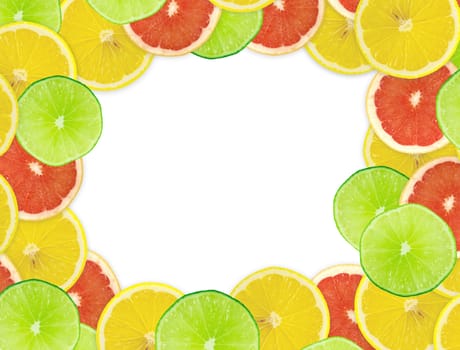 Abstract background of citrus slices. Closeup. Studio photography.