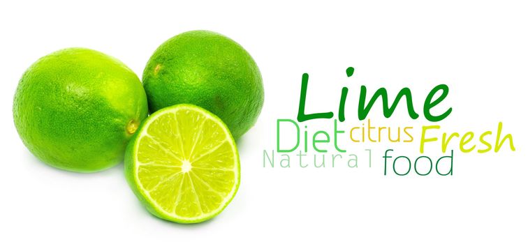 Fresh ripe lime. Isolated on white background