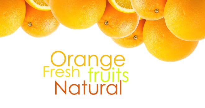 Two and half oranges isolated on white background