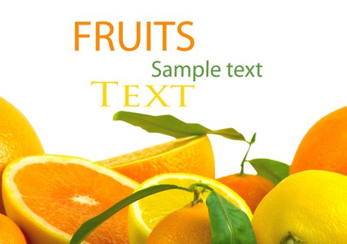 Vitamin C Overload, Stacks of sliced fruit isolated on white