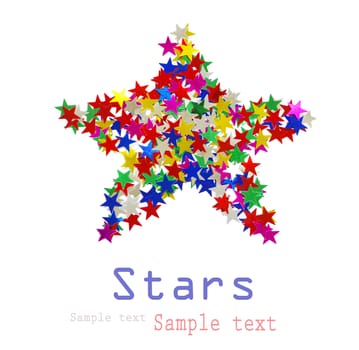 Big star composed of many colored stars on white