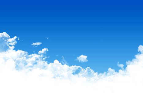 Blue sky with clouds and sun