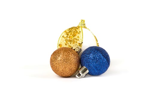 Christmas card. Three spheres on a white background