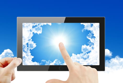 Black generic tablet pc, 3d render.