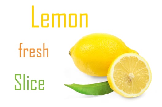 Fresh lemon citrus isolated on white background