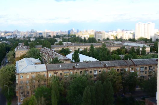 Street at Kiev city and green park