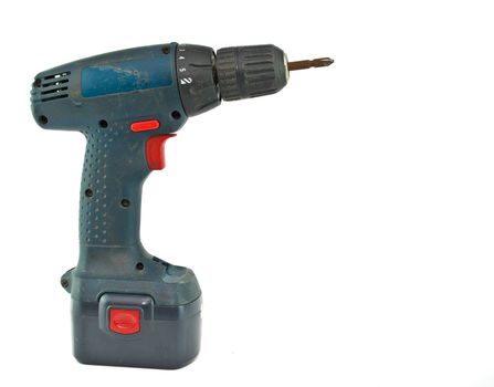 cordless drill with a cross head screw driver tip.