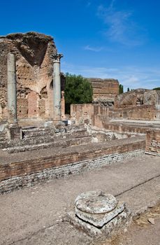 Roman columns in Villa Adriana, Tivoli, Italy