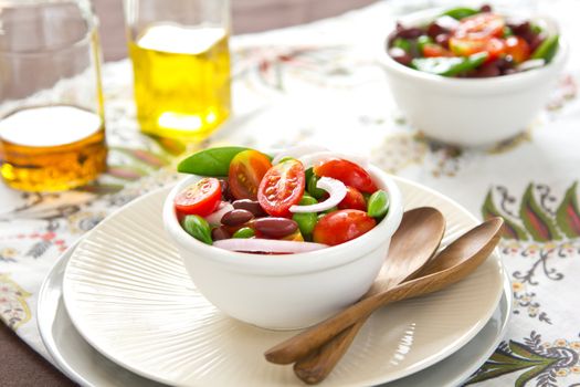 Tomato ,bean and pea  salad