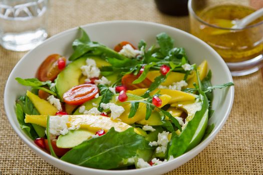 Mango with  Avocado,pomegranate and Feta salad by vinaigrette