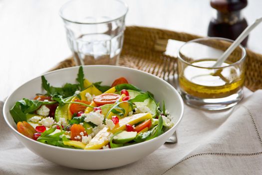 Mango with  Avocado,pomegranate and Feta salad by vinaigrette