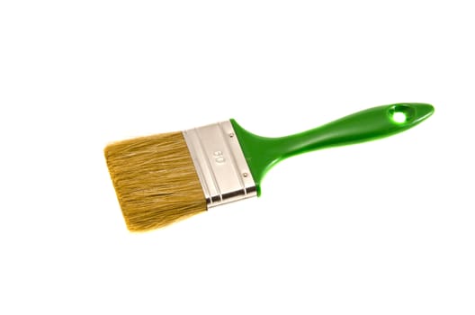 isolated on white background one green paint brush