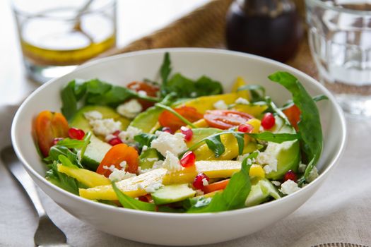 Mango with  Avocado,pomegranate and Feta salad by vinaigrette