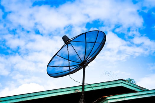 Satellite dish on the roof. Sometimes it is not too high