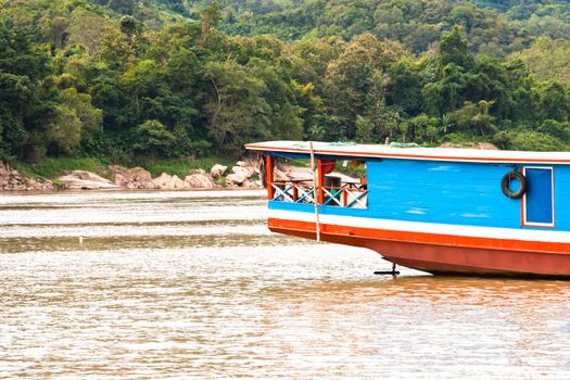 Boat sailing in the river to bring people in Laos country