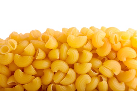 Heap of macaroni isolated over white background