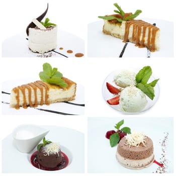 set with desserts