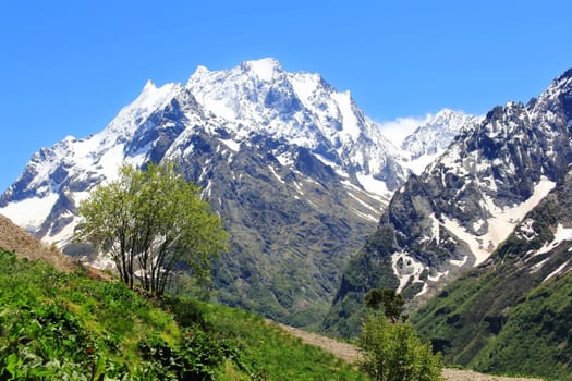 Image of beautiful landscape with Caucasus mountains