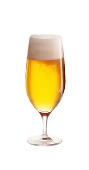 glass with beer on white background