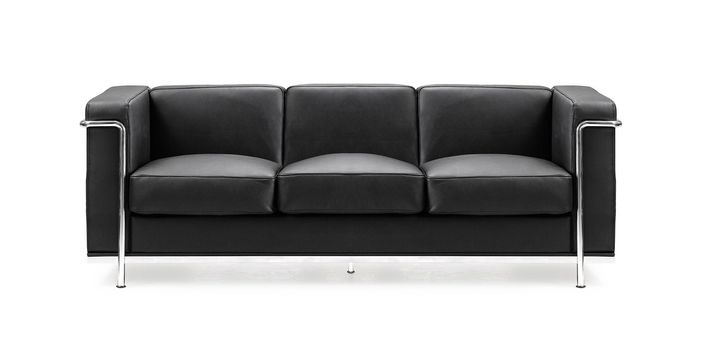 Image of a modern black leather sofa isolated